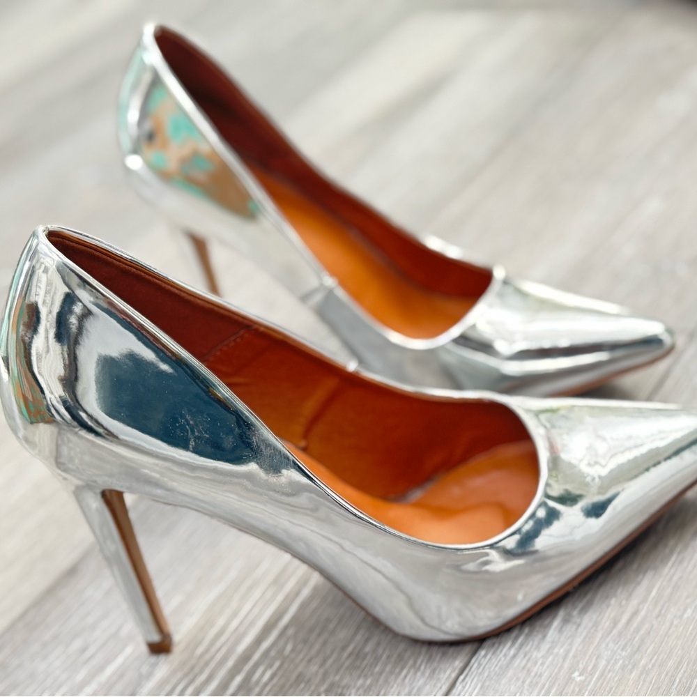 Bonnibel Shiny Silver Stiletto Pumps